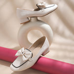 Load image into Gallery viewer, Women's Bow Detail Loafers Slip-On Square Toe Flat Loafer Shoes
