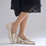 Load image into Gallery viewer, Women's Bow Detail Loafers Slip-On Square Toe Flat Loafer Shoes