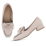 Load image into Gallery viewer, Women's Bow Detail Loafers Slip-On Square Toe Flat Loafer Shoes