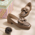Load image into Gallery viewer, Women's Bow Detail Loafers Slip-On Square Toe Flat Loafer Shoes