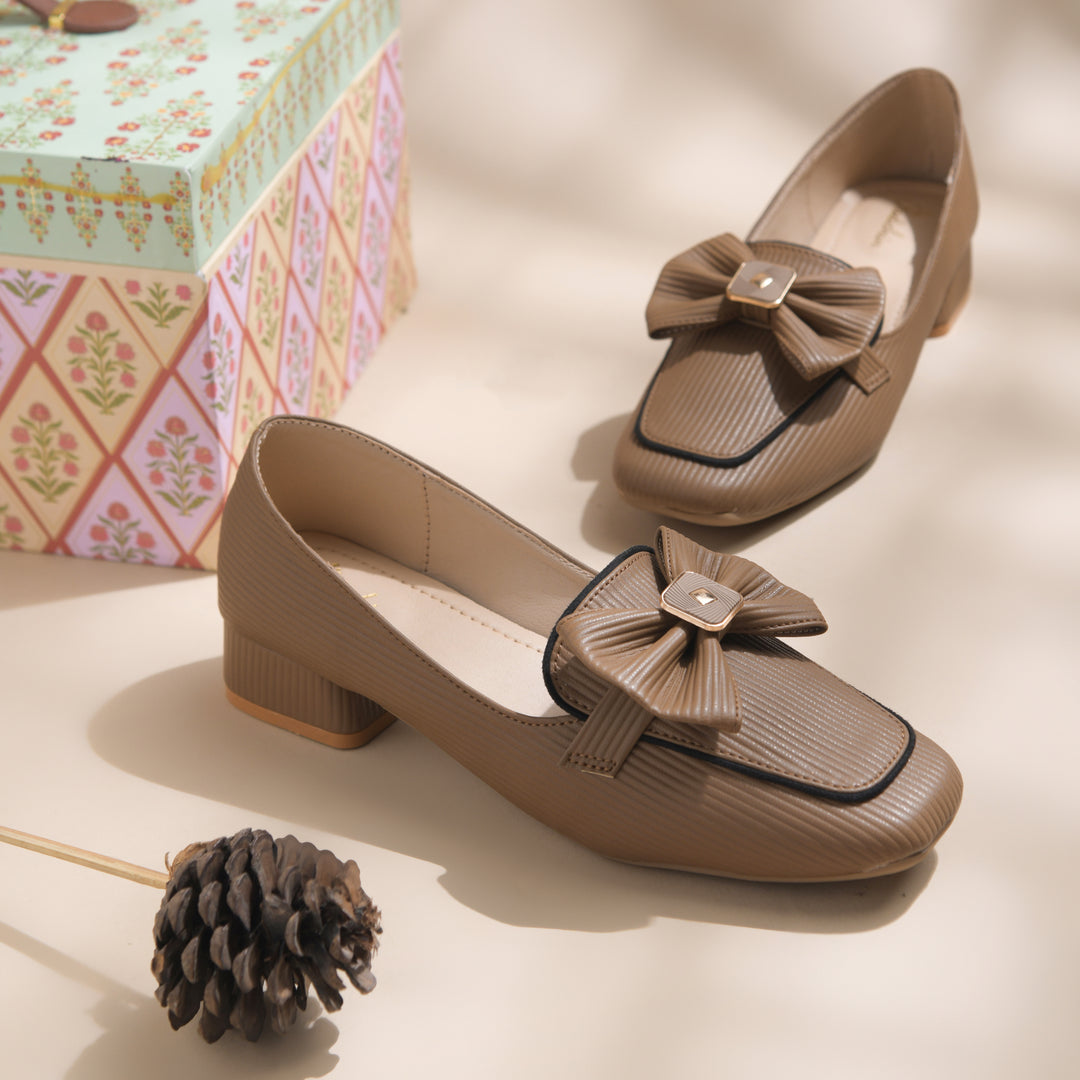 Women's Bow Detail Loafers Slip-On Square Toe Flat Loafer Shoes