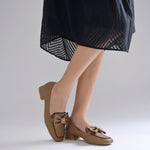 Load image into Gallery viewer, Women's Bow Detail Loafers Slip-On Square Toe Flat Loafer Shoes