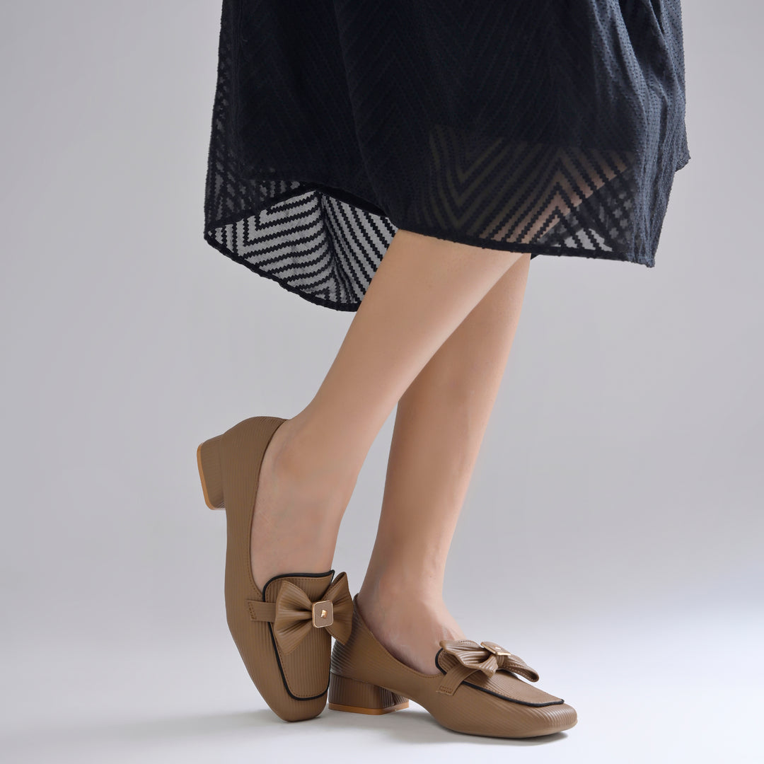 Women's Bow Detail Loafers Slip-On Square Toe Flat Loafer Shoes