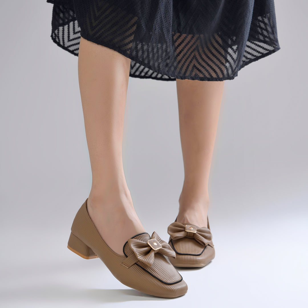 Women's Bow Detail Loafers Slip-On Square Toe Flat Loafer Shoes