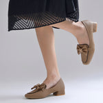 Load image into Gallery viewer, Women's Bow Detail Loafers Slip-On Square Toe Flat Loafer Shoes
