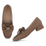 Load image into Gallery viewer, Women's Bow Detail Loafers Slip-On Square Toe Flat Loafer Shoes