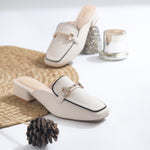Load image into Gallery viewer, Women's Square Toe Block Heel Mules with Horsebit Detail Slip-On Mules Shoes