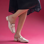 Load image into Gallery viewer, Women's Square Toe Block Heel Mules with Horsebit Detail Slip-On Mules Shoes