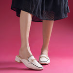 Load image into Gallery viewer, Women's Square Toe Block Heel Mules with Horsebit Detail Slip-On Mules Shoes