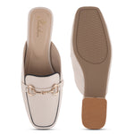 Load image into Gallery viewer, Women's Square Toe Block Heel Mules with Horsebit Detail Slip-On Mules Shoes