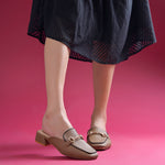 Load image into Gallery viewer, Women's Square Toe Block Heel Mules with Horsebit Detail Slip-On Mules Shoes