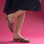 Load image into Gallery viewer, Women's Square Toe Block Heel Mules with Horsebit Detail Slip-On Mules Shoes