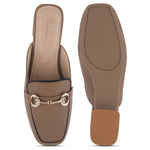Load image into Gallery viewer, Women's Square Toe Block Heel Mules with Horsebit Detail Slip-On Mules Shoes