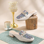 Load image into Gallery viewer, Women's Square Toe Mule Heels with Horsebit Detail Geometric Printed Low Block Heel Mules Shoe