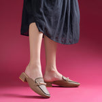 Load image into Gallery viewer, Women's Pearl Chain Mules Ribbed SquareToe Slip On Block Heel Mule Shoes