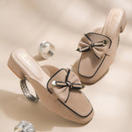 Load image into Gallery viewer, Women's Block Heel Mules Closed Square Toe with Bow Detail Cushioned Formal Slip On Loafers