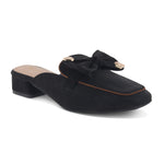 Load image into Gallery viewer, Women's Block Heel Mules Closed Square Toe with Bow Detail Cushioned Formal Slip On Loafers