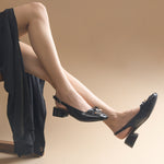 Load image into Gallery viewer, Women's Slingback Block Heel Pumps with Bow Detail Square Toe Textured Upper Pumps Shoes