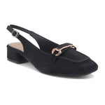 Load image into Gallery viewer, Women's Slingback Block Heel Pumps with Horsebit Metal Detail Square Toe Textured Pumps Shoes