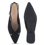 Load image into Gallery viewer, Women's Pointed Toe Slingback Block Heel Pumps with Decorative Bow Low Block Heel Pumps Shoes