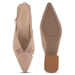 Load image into Gallery viewer, Women's Pointed Toe Slingback Block Heel Pumps with Decorative Bow Low Block Heel Pumps Shoes