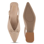 Load image into Gallery viewer, Women's Pointed Toe Slingback Block Heel Pumps with Decorative Bow Low Block Heel Pumps Shoes