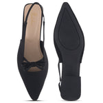 Load image into Gallery viewer, Women's Slingback Block Heel Pumps with Bow Accent Pointed Toe Low Block Heel Pumps Shoes