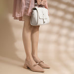 Load image into Gallery viewer, Women's Slingback Block Heel Pumps with Bow Accent Pointed Toe Low Block Heel Pumps Shoes