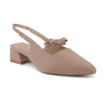 Load image into Gallery viewer, Women's Slingback Block Heel Pumps with Bow Accent Pointed Toe Low Block Heel Pumps Shoes