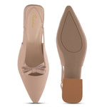 Load image into Gallery viewer, Women's Slingback Block Heel Pumps with Bow Accent Pointed Toe Low Block Heel Pumps Shoes