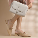 Load image into Gallery viewer, Women's Slingback Block Heel Pumps with Bow Accent Pointed Toe Low Block Heel Pumps Shoes