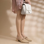 Load image into Gallery viewer, Women's Slingback Block Heel Pumps with Bow Accent Pointed Toe Low Block Heel Pumps Shoes