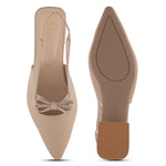 Load image into Gallery viewer, Women's Slingback Block Heel Pumps with Bow Accent Pointed Toe Low Block Heel Pumps Shoes
