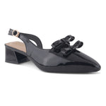 Load image into Gallery viewer, Women's Patent Slingback Block Heel Pumps with Double Bow Detail Pointed Toe Pumps Shoes