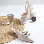 Load image into Gallery viewer, Women's Patent Slingback Block Heel Pumps with Double Bow Detail Pointed Toe Pumps Shoes