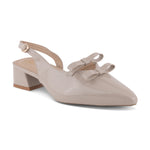 Load image into Gallery viewer, Women's Patent Slingback Block Heel Pumps with Double Bow Detail Pointed Toe Pumps Shoes