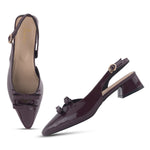 Load image into Gallery viewer, Women's Patent Slingback Block Heel Pumps with Double Bow Detail Pointed Toe Pumps Shoes