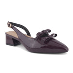 Load image into Gallery viewer, Women's Patent Slingback Block Heel Pumps with Double Bow Detail Pointed Toe Pumps Shoes