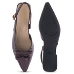 Load image into Gallery viewer, Women's Patent Slingback Block Heel Pumps with Double Bow Detail Pointed Toe Pumps Shoes