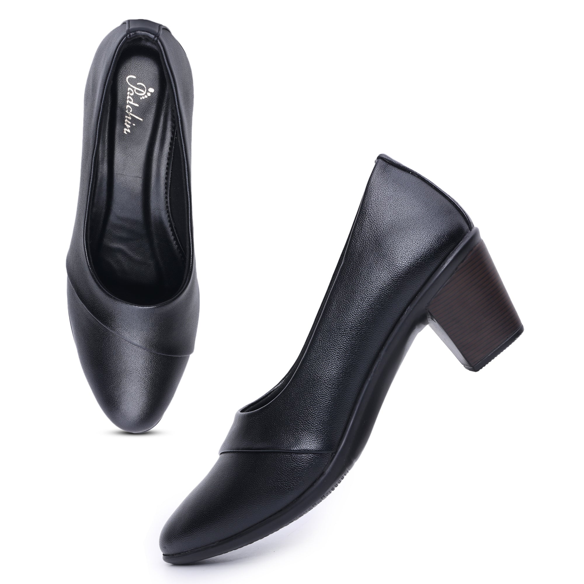 Smart Casual Round Toe Block Heel Pumps