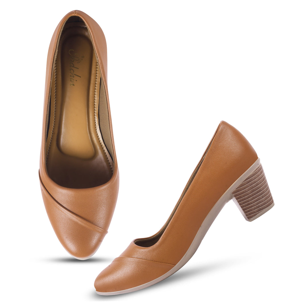 Smart Casual Round Toe Block Heel Pumps
