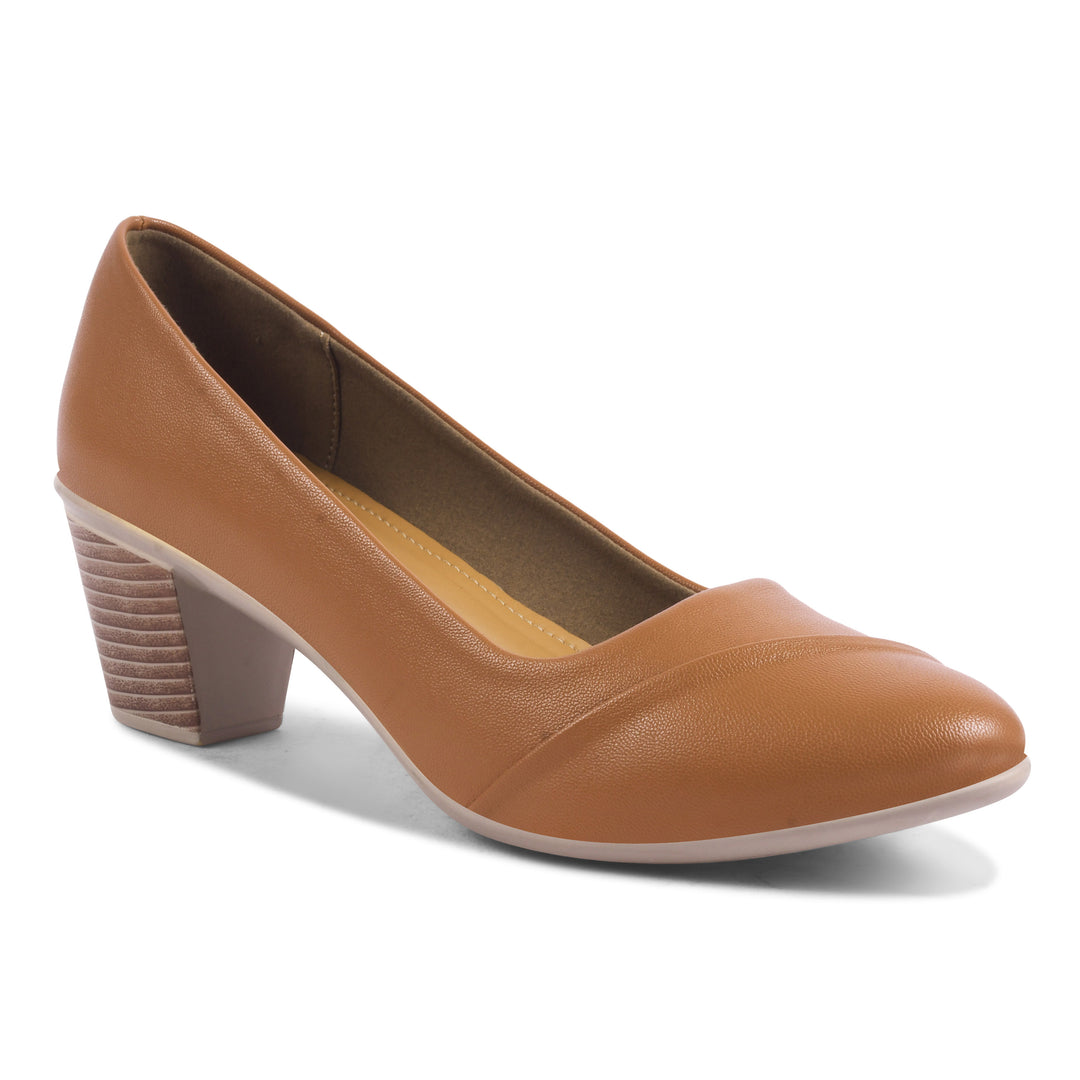 Smart Casual Round Toe Block Heel Pumps