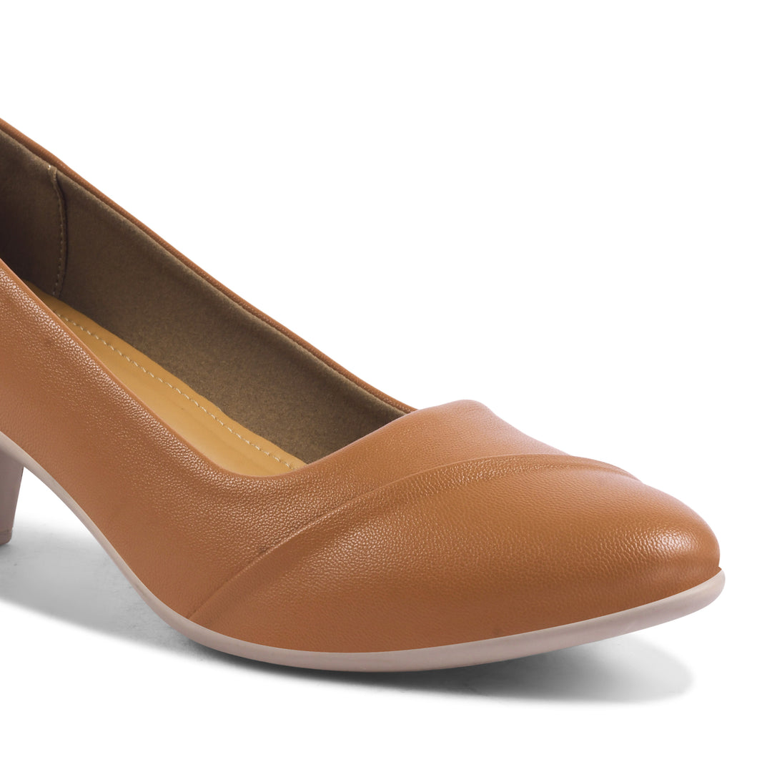 Smart Casual Round Toe Block Heel Pumps