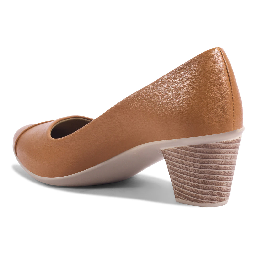 Smart Casual Round Toe Block Heel Pumps