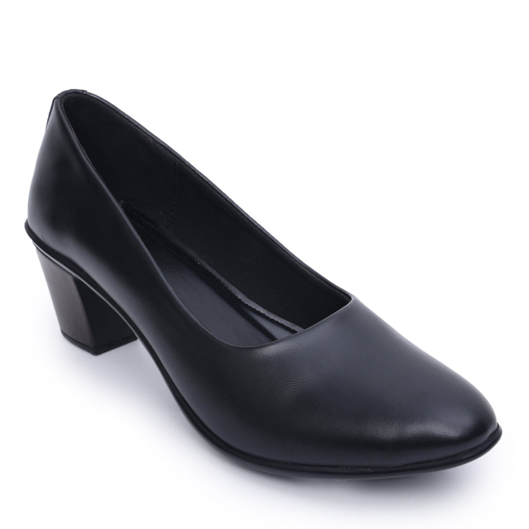 Round Toe Slip on Block Heel Pumps