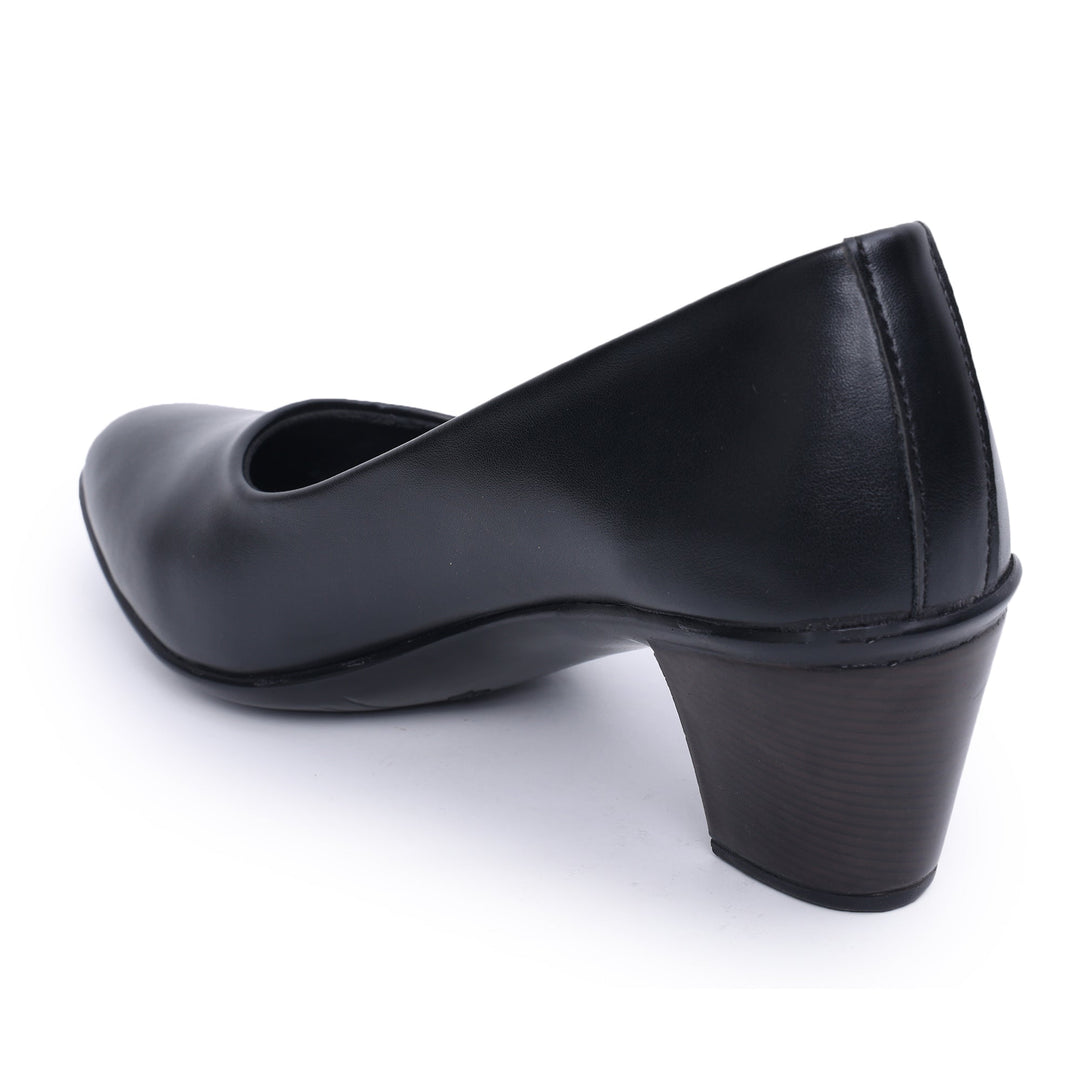 Round Toe Slip on Block Heel Pumps