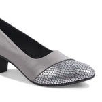 Load image into Gallery viewer, Round Toe Colorblock Block Heel Pumps
