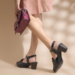 Load image into Gallery viewer, Women's Patent Leather Finish Mary Jane Slingback Block Heels Pumps