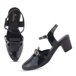 Load image into Gallery viewer, Women's Patent Leather Finish Mary Jane Slingback Block Heels Pumps