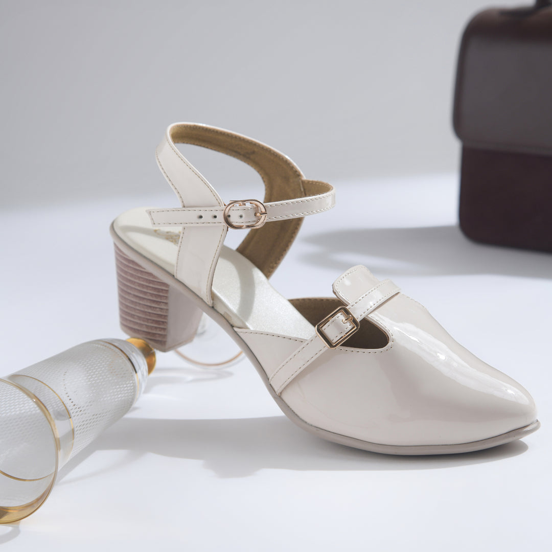 Women's Patent Leather Finish Mary Jane Slingback Block Heels Pumps